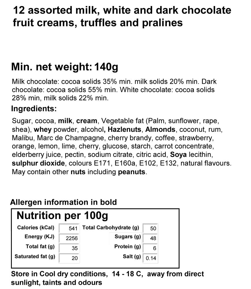 Premium Valentine Gift Wrapped Box Containing 12 Handmade Chocolates