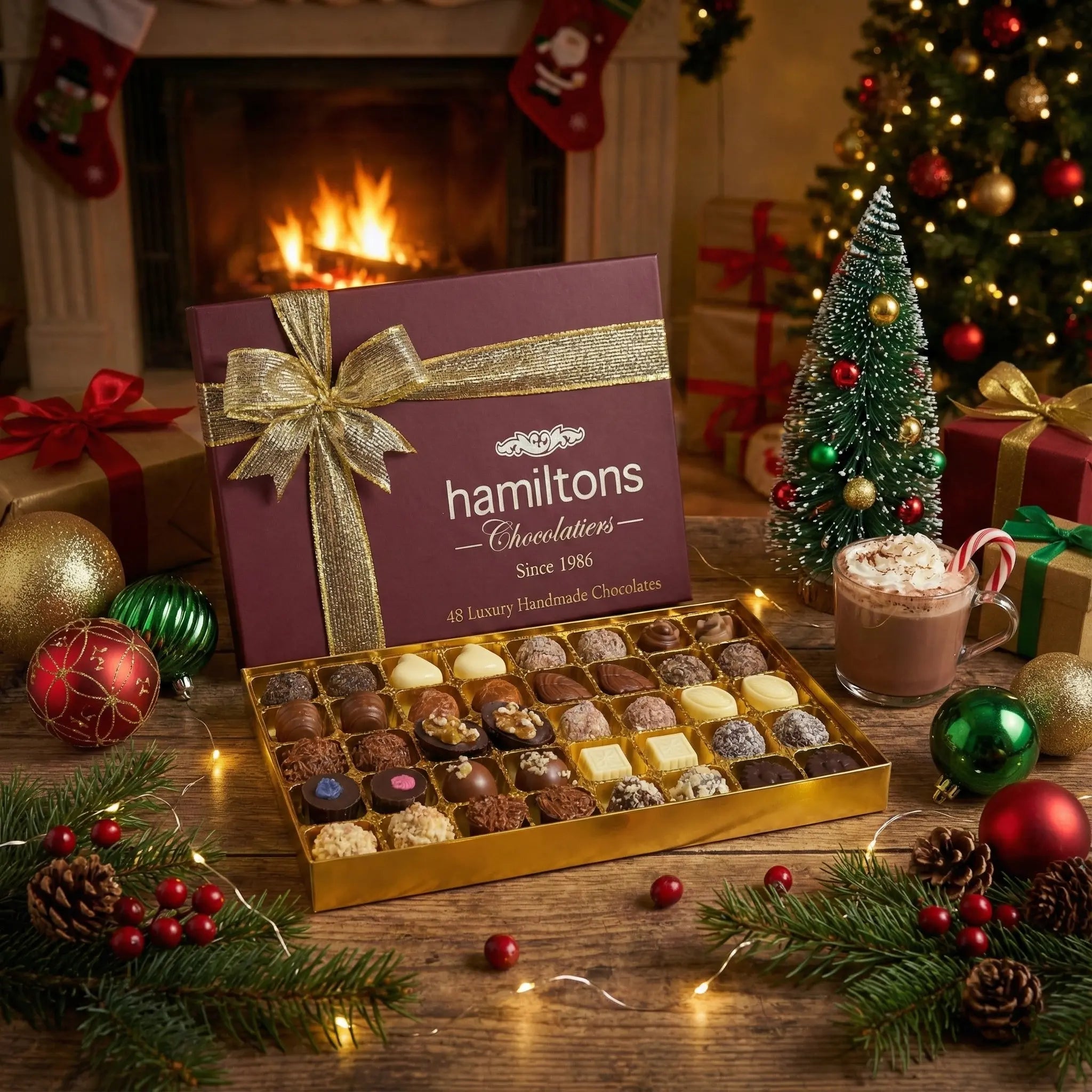 Premium Christmas Gift Box Containing 48 Handmade Chocolates