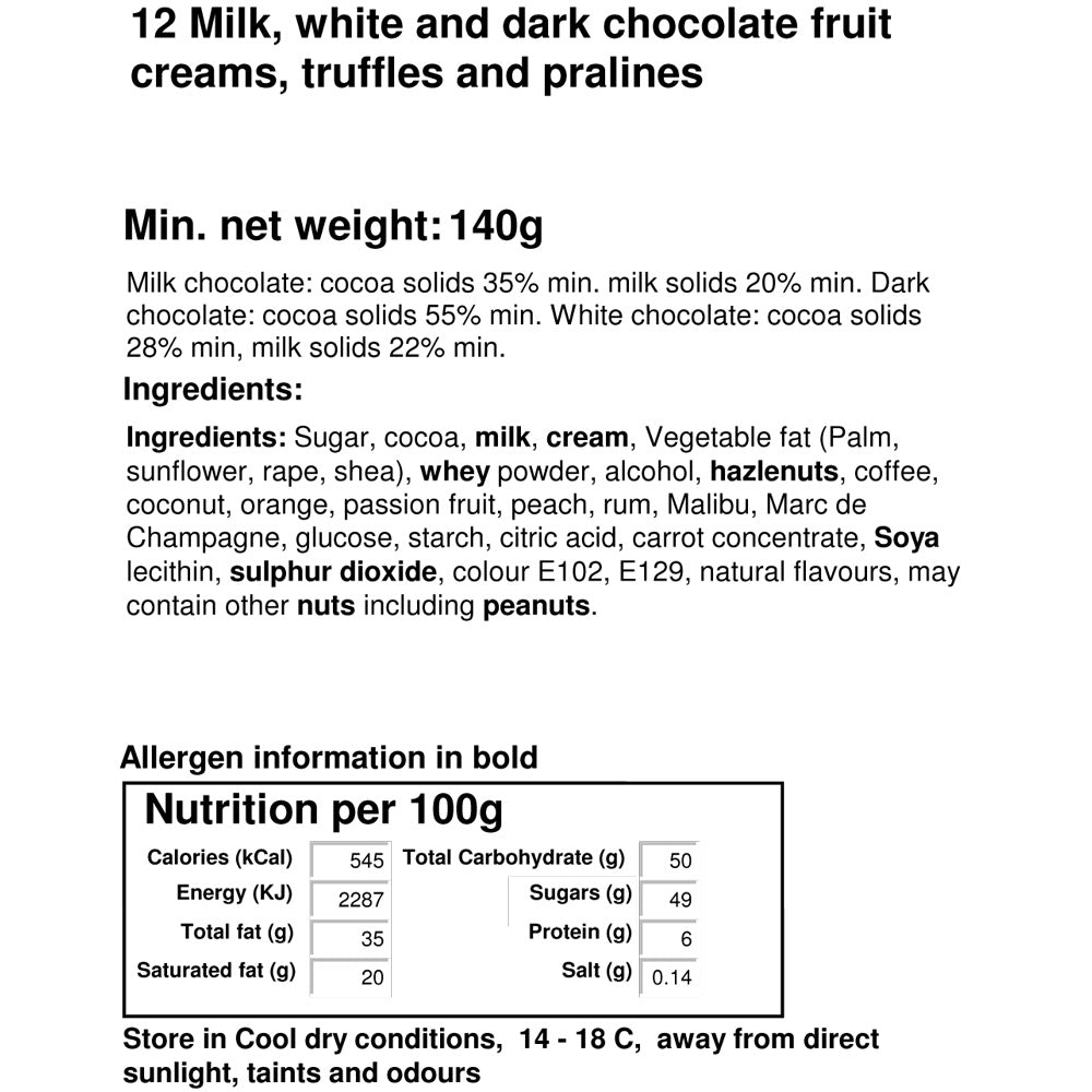 Luxury Ivory Ballotin Chocolate Box 12 Handmade Chocolates