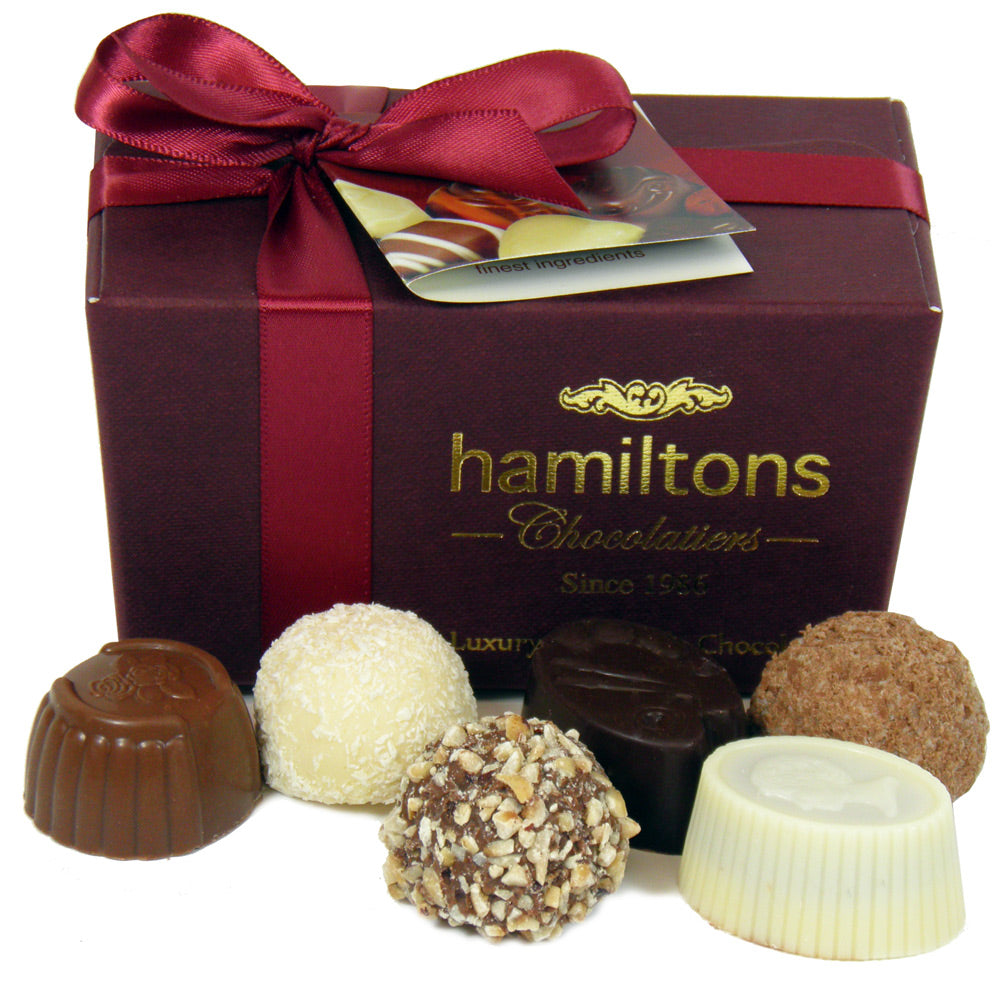 Luxury Burgundy Ballotin Chocolate Box 12 Handmade Chocolates