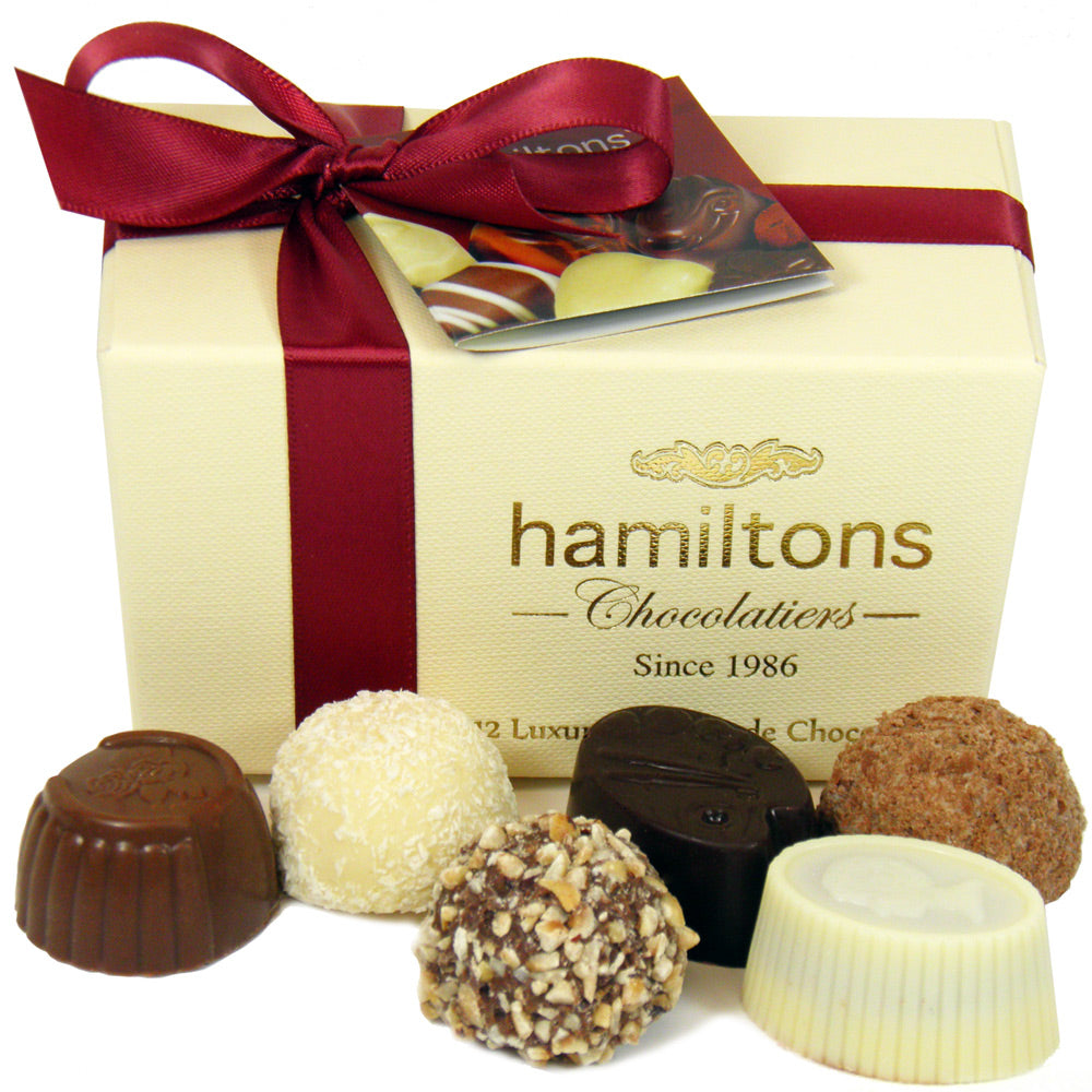 Luxury Ivory Ballotin Chocolate Box 12 Handmade Chocolates