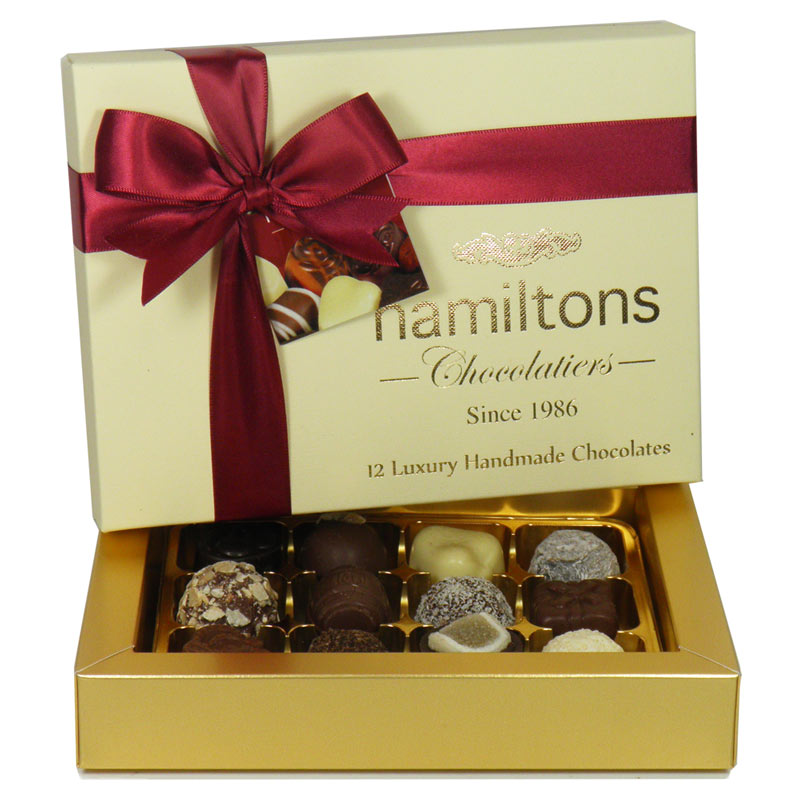 Luxury Ivory Chocolate Box 12 Premium Handmade Treats Hamiltons Chocolates UK