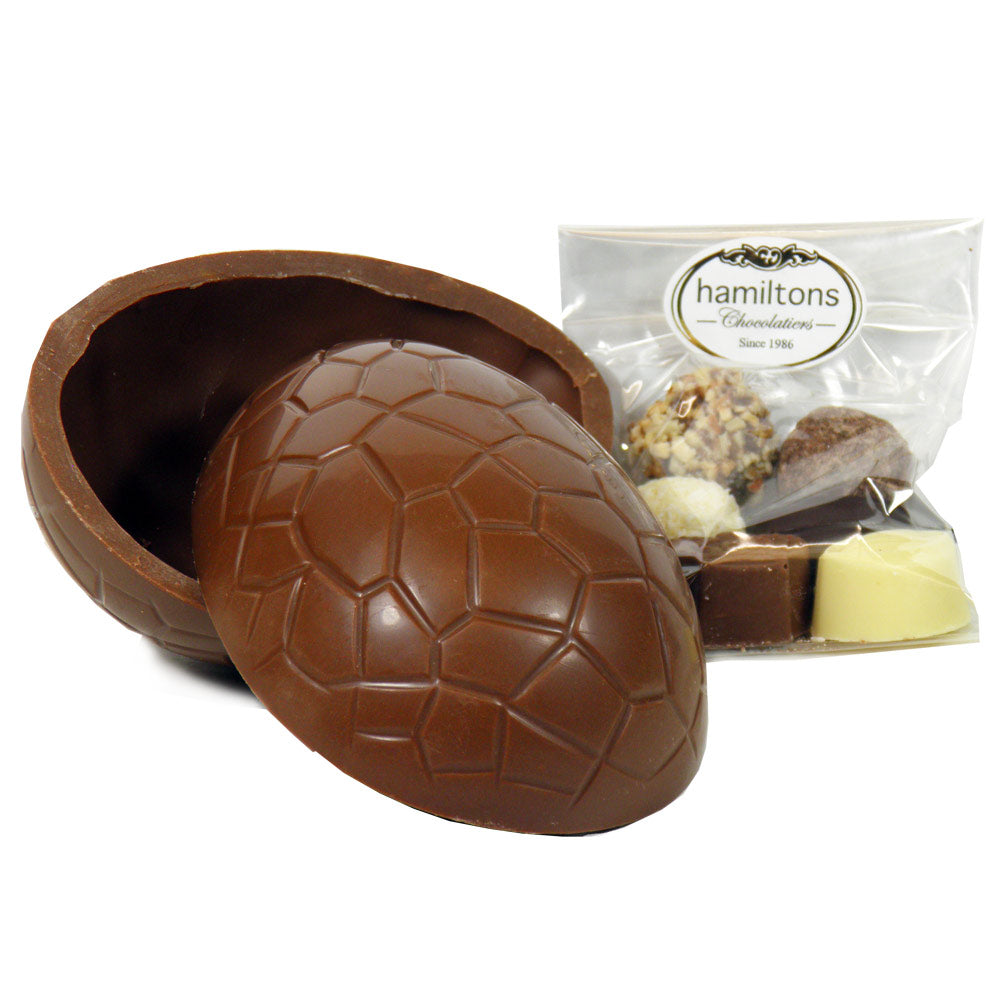6" Whole Milk Easter Egg Filled With 6 Assorted Milk, White And Dark Chocolates
