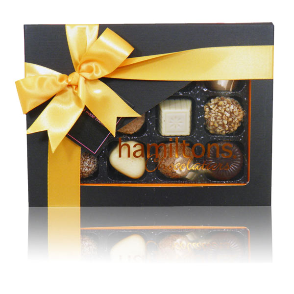 Orange And Black Luxury Chocolate Box 12 Handmade Chocolates
