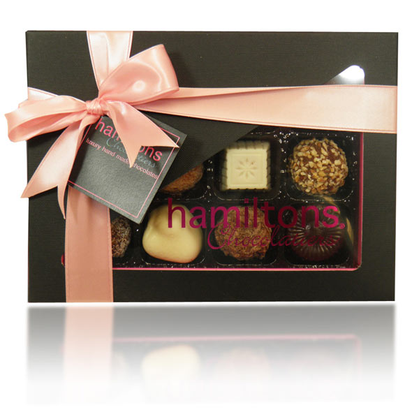 Pink And Black Luxury Chocolate Box 12 Handmade Chocolates