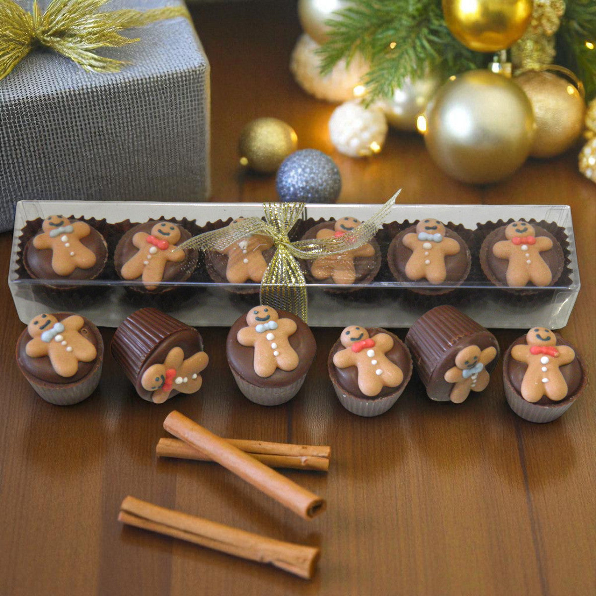 6 Gingerbread Men Christmas Milk Chocolate Truffles