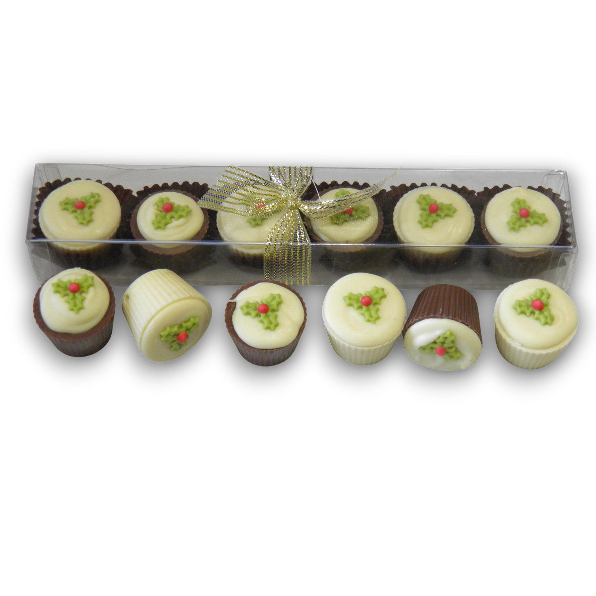 6 Holly Christmas Milk & White Chocolate Truffles
