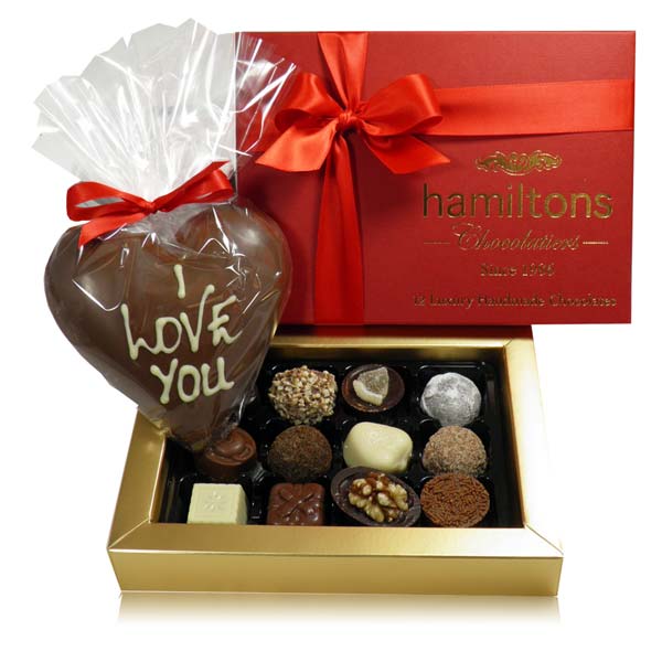 Luxury Premium 12 Chocolate Gift Box And Large Milk Chocolate Heart