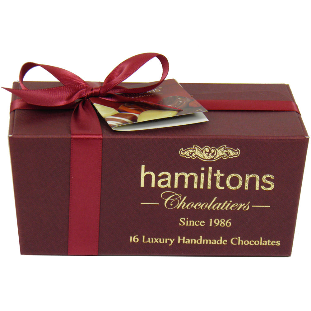 Luxury Burgundy Ballotin Chocolate Box 16 Handmade Chocolates