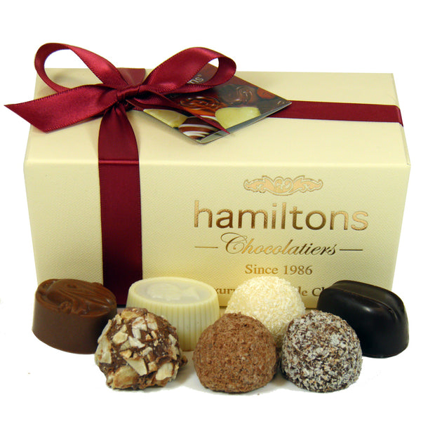 Exquisite 16Piece Ivory Ballotin Luxury Chocolate Box Hamiltons Chocolates UK
