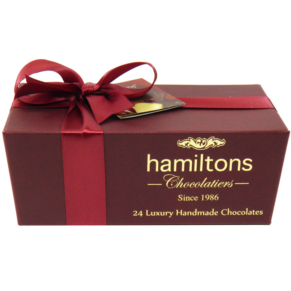 Luxury Burgundy Ballotin Chocolate Box 24 Handmade Chocolates
