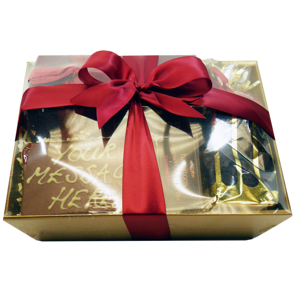 Personalised luxury 24 chocolate burgundy ballotin gift tray