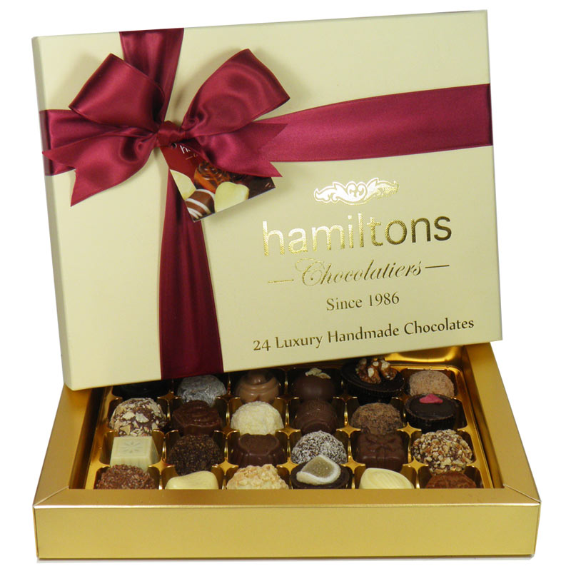 Premium Ivory Chocolate Box 24 Handmade Luxuries Hamiltons Chocolates UK
