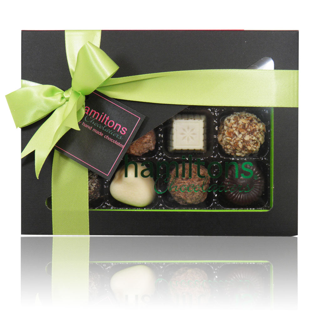 Green And Black Luxury Chocolate Box 12 Handmade Chocolates
